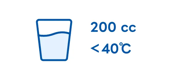 200毫升飲用水或飲品 (<40°C)
